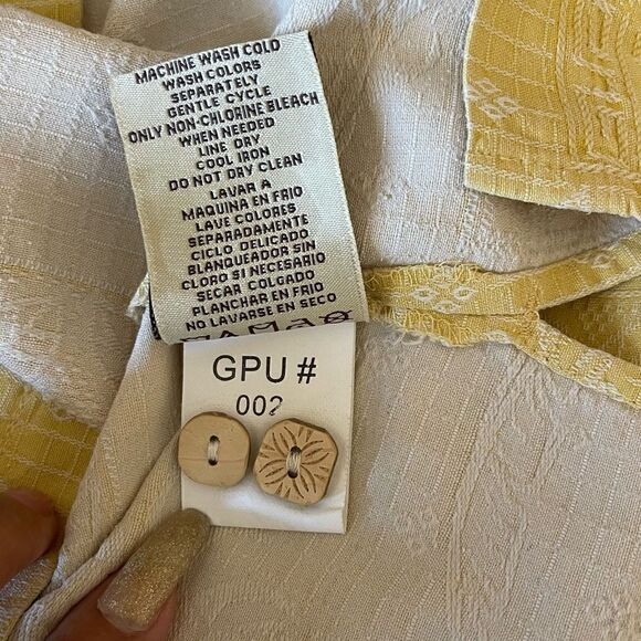 Jamaica Jaxx 100% Silk Jacquard Palm Frond Hawaiian Shirt Yellow XXL Banana Leaf - Picture 6 of 6